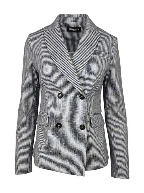 giacca donna doppiopetto rigata bianco e blu